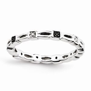 2.5mm Sterling Silver 0.06 Ctw H-I White & Black Diamond Band Size 9